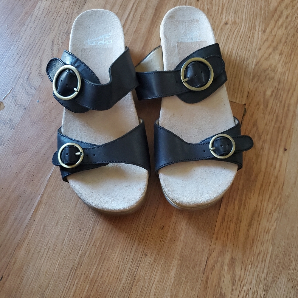 Dansko Sophie Black Womans Black Sandals, Size 39/8.5-9